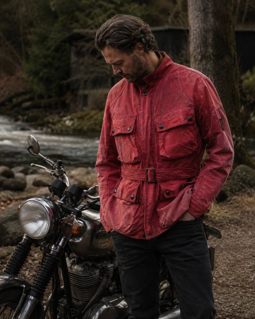 male-model-with-faded-vintage-red-waxed-cotton-motorcyel-jacket