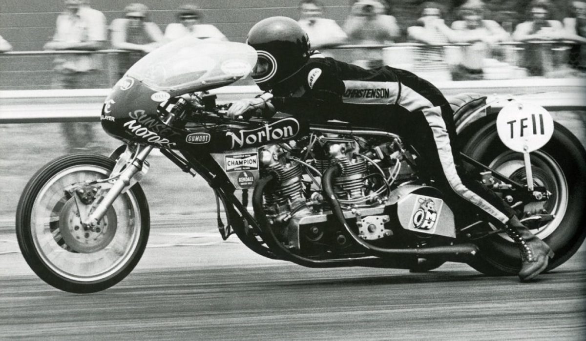 T.C. Christenson’s twin-engine Norton Hogslayer drag bike